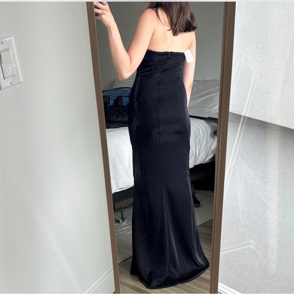 NWT Jay Godfrey Black Steele Shimmer Crepe Strapless Gown Size 6 - Picture 12 of 15